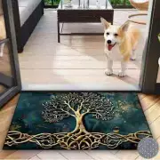 Tree of Life Pattern Welcome Doormat, Crystal Velvet Fabric with Silicone Back