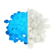 2LB 400PCS Glow in The Dark Pebbles Stones for Gardens, Walkways, Solar-Powered