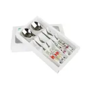 2 SET Korean Spoon Chopsticks Wild flower Stainless Steel Metal Chop Sticks