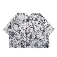 在飛比找蝦皮商城優惠-日式男士時尚休閒短袖襯衫印花大碼中性夏威夷襯衫