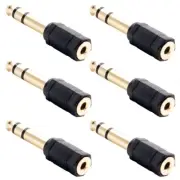 6x 3.5mm 1/8" Female to 6.35mm 1/4" TRS Male Stereo Audio Adapter Headphone Gold