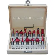 15 Piece Router Bit Set 1/2'' Shank Woodworking Cutter Bits Tool Kit with Box