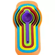 6 Pcs Plastic Colorful Measuring Cup And Spoon Set Stackable For Baking Cooking