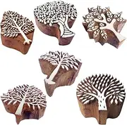 Royal Kraft Pottery Printing Blocks Stylish Tree Pattern Wooden Stamps (Set of 6)