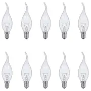 E14 Flame Tip Fancy Chandelier Candle Globes - Pack of 10 Clear
