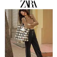 在飛比找Yahoo!奇摩拍賣優惠-促銷打折 ZARA女包帆布托特包2022款款潮時尚大容量A4