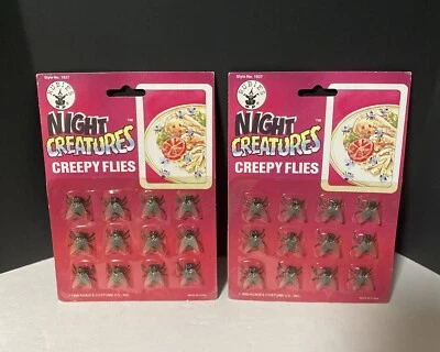 2 VTG Rubies night creatures 12 Creepy Flies Halloween Plastic Prank April Fool