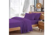 King Size Purple Color Poly Cotton Fitted Sheet Flat Sheet Pillowcase Sheet Set