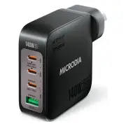 Microdia Smartcube Nano 140W 4 Port Gan Wall Charger - Black