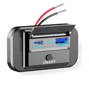 12V/24V Dual USB PD Type C Car Boat Fast Charger Socket LED Power Outlet (for: Honda)