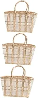 3 pcs Woven Cabbage Basket Weaving Storage Basket Rattan Purse Round Hand Bags Wicker Basket Bag Women Handwoven Bag Woven Basket Bags Beach Handbag Wall Women's Plastic Bag