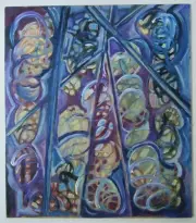 Contemporary Modernist Abstract Organic Oil Painting Signed Cornish Artist