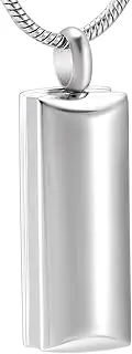 BIAIHQIE Cylinder Stainless Steel Casket Cremation Funeral Necklace Memorial Ashes Holder Urn Locket Keepsake Pendant Jewelry Urn