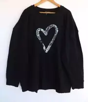 New Autograph Jumper L Plus Size Womens Black Pullover Sequin Heart Sweater