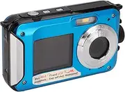 Full HD 2.7K 48MP Digital Camera With Dual Screens - 16X Zoom, Waterproof, Front and Rear Displays for Kids and Friends (Blue)