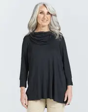 Cowl Neck Adaptive Leaf Back Top - Wheelchair-Friendly Design with Elegant Easy-Wear Style