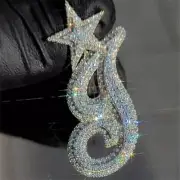 2 CT VVS Moissanite Custom Letter "J" Star Men's Pendant IN 925 Starling Silver