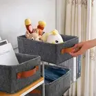 1Pc Felt Grey Folding Storage Box for Organizing Items