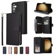Leather Case For Samsung S25 Ultra S24 FE S23 S22 S21 Flip Zip Card Wallet Cover