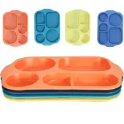 Unbreakable Divided Plates for Adults,4 Pack 14 Inch Reusable Portion Control...