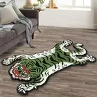 5x3ft Tibetan Tiger Tufted Rug for Living Room, Soft Fun Rugs for Bedroom Green