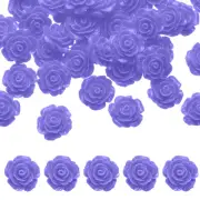 50 Pcs Dark Purple Resin Rose Flower Beads, 20mm Flatback Flower Charm