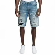 Prps Mens Indigo Belen Cut Off Straight Fit Distressed Denim Jean Short Size 29
