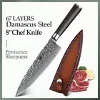 Chef Knife 67 Layers Japanese Damascus Steel Wood Handle Hammered Gyuto Slicing