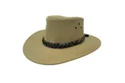 JACARU Wallaroo Suede Leather Hat UV Protection Water Resistant Wide Brim 1007
