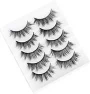 5 Pairs False Eyelashes Hand-made Natural Thick Fake Eyelashes for Makeup Eyelashes Extension with Eyelash Tweezers (3D304)