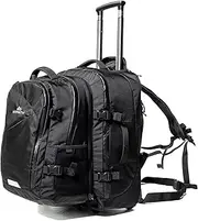 [Hypath] 2-in-1 Transformer Travel Backpack with Wheels - 2 Piece Luggage Set, Carry On Luggage, 22 Inch, Softsided Wheeled Rolling Luggage with Detachable Daypack, Jet Black, Travel