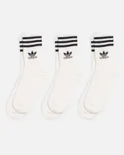 [ADIDAS] Adidas Solid Mid Cut Crew Socks 3 Pack White - Size L L White