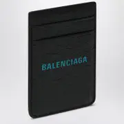 [Balenciaga] Black vertical card holder with logo print One size Black