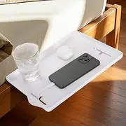 2PCS Removable Bedside Shelf, Bedside Tray for Bunk Beds, Bed Storage Organizer Shelf, Bedroom with Clip on Nightstand for Bedroom (Mounted on Bed Frame) (2, White)