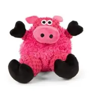 goDog Checkers Just for Me Sitting Pig Squeaky Plush Dog Toy, Chew Guard Mini 4"