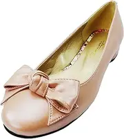 Carriage(キャリーエイジ) Carry Age KJ6813 Flat Shoes with Cute Large Ribbon, Pink, L