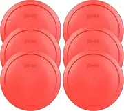 [Pyrex] 7402-PC Red Round Storage Replacement Lid Cover fits 6 & 7 Cup 7" Dia. Round (4-Pack)