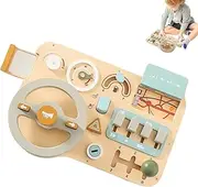 Toddler Steering Wheel Toy,Children Driving Simulator Board | Interactive Wooden Dashboard Steering Wheel Pretend Play Driving Toy