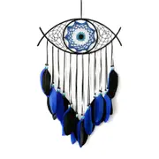 Catzon Evil Eye Dream Catcher Feather Wall Pendant Home Decoration-Blue Black