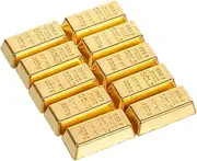 DECHOUS 10pcs Mini Golden Brick Dollhouse Fake Golden Brick Small Golden Blocks Model Miniature Feng Shui Decor Dollhouse Accessories for Halloween Pirate Costume Props L