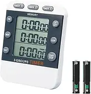 CXHM Kitchen Timer, 3 Channels Count UP/Down Timer, Triple Cooking Timer, Display, Loud Volume Alarm