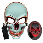 Halloween Mask LED Light up Costumes Scary Mask for Party Supplies Favor (Red Light)