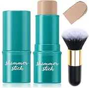 Contour Highlighter Blush Sticks Including Beauty Makeup Brushes - Long Lasting Waterproof Multi Stick - Bronzer Contour & Shimmer Pearl Highlighter Cream for Cheeks & Lips(2# Shadow sti)