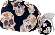 FQURFHY 2 Pieces，Scrub Caps Women,Scrub Cap,Scrub Caps Men,for The Surgeon,Skulls