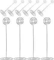 HOOTNEE 10 Pcs Table Number Holders with Base Clips for Memo Notes Picture Display and Card Organization Silver Wire Photo Stand for Weddings Parties and Office Use