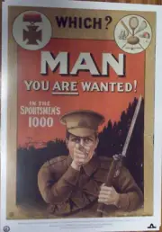 WW1 AUSTRALIAN ARMY RECRUITING POSTER - MAN YOU ARE WANTED A3 SIZE GLOSSY