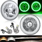 5-3/4 Green COB LED Halo Angel Eye Crystal Clear Headlamp 6k LED Light Bulb Pair (for: Volvo)