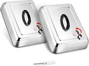 Leonyo 13 x 9 Inch Rectangular Basting Cover Set of 2, Stainless Steel Cheese Melting Dome Lid with Adjustable Vent Heavy Duty for Outdoor&Indoor Flat Top Griddle Accessories Teppanyaki BBQ Grilling