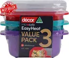 Microsafe Oblong Container, Pack of 3 Pieces, 375Ml Capacity, Assorted