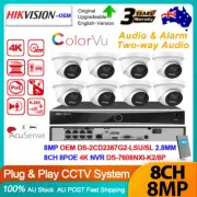 Hikvision OEM 4K 8MP Acusense ColorVu 2-Way Audio IP Camera 8CH CCTV System Kit